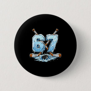 67 Hockey Drip Number Funny Meme Style Boys Graphi Button