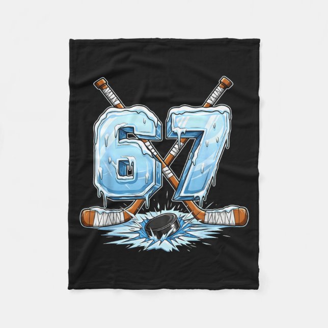 67 Hockey Drip Number Funny Meme Style Boys Graphi Fleece Blanket (Front)