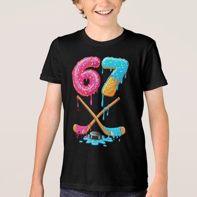 67 hockey Drip Number Funny Six Seven 6 7 Meme Tri-Blend Shirt (Front)