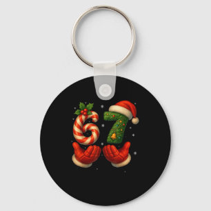 67 Hockey Hands Funny Christmas Meme Santa Keychain