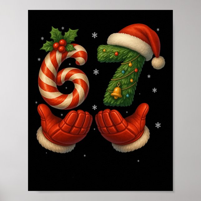 67 Hockey Hands Funny Christmas Meme Santa  Poster (Front)