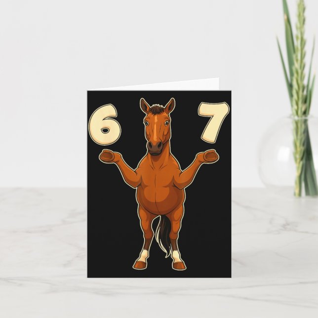 67 Horse Funny Gen Alpha Slang Kids Teens Number T Card (Front)
