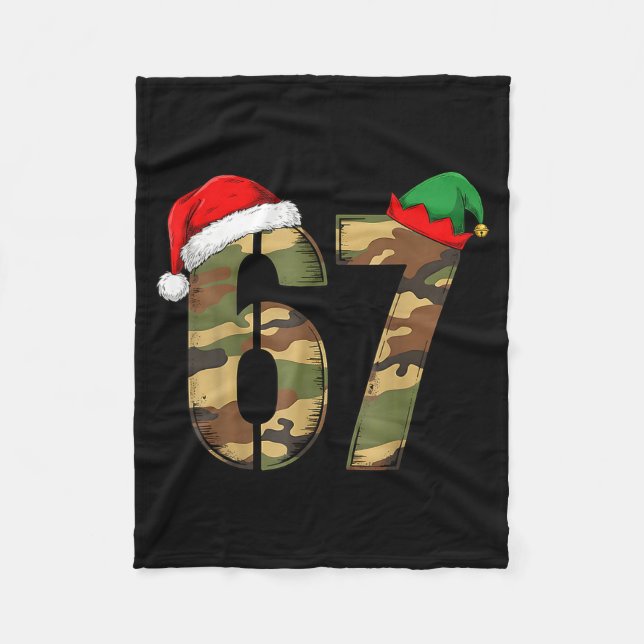 67 Hunting Camo Six Seven 6 7 Meme Camouflage 67 C Fleece Blanket (Front)