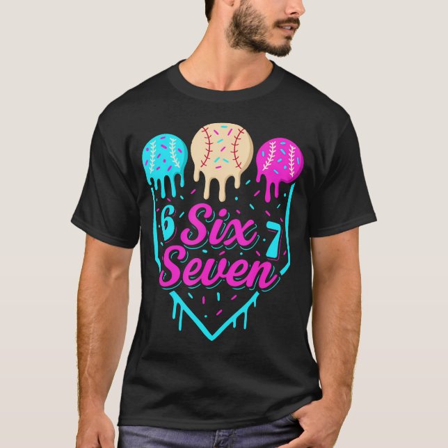 67 Ice Cream Baseball Drip Home Plate Six Seven 6  T-Shirt (Front)