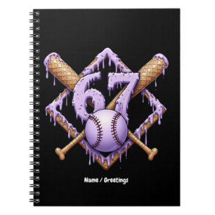67 Ice Cream Drip Baseball Meme Funny Retro Sport Notebook