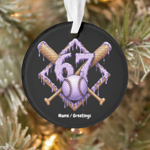 67 Ice Cream Drip Baseball Meme Funny Retro Sport Ornament