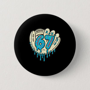67 Ice Cream Drip Funny Six Seven Baseball  Button