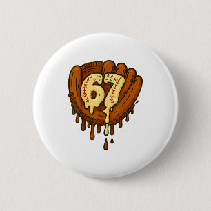 67 Ice Cream Drip Funny Six Seven Baseball Button