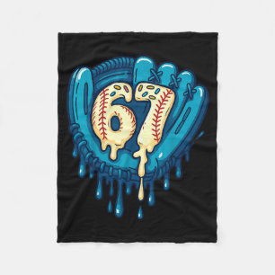 67 Ice Cream Drip Funny Six Seven Baseball  Fleece Blanket
