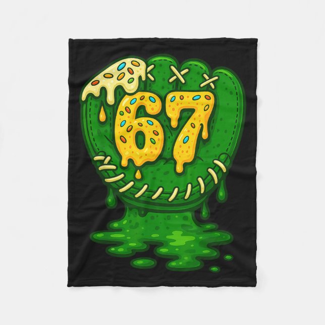 67 Ice Cream Drip Funny Six Seven Baseball  Fleece Blanket (Front)