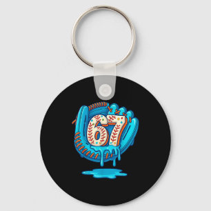 67 Ice Cream Drip Funny Six Seven Baseball  Keychain