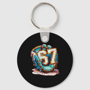 67 Ice Cream Drip Funny Six Seven Baseball  Keychain