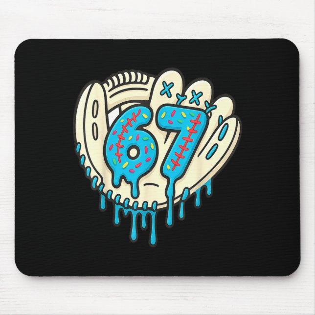 67 Ice Cream Drip Funny Six Seven Baseball  Mouse Pad (Front)