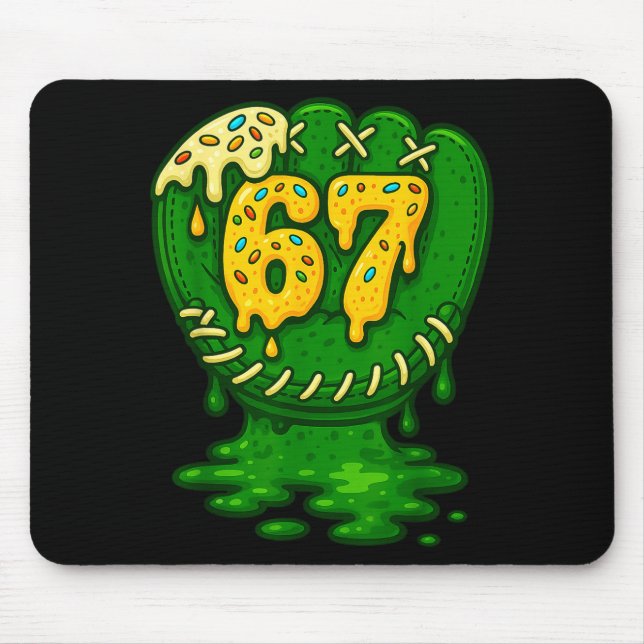 67 Ice Cream Drip Funny Six Seven Baseball  Mouse Pad (Front)