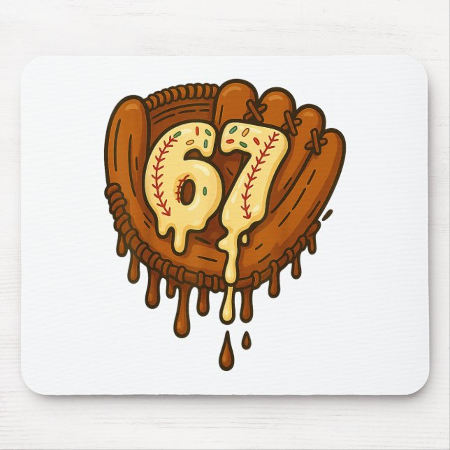 67 Ice Cream Drip Funny Six Seven Baseball  Mouse Pad (Front)