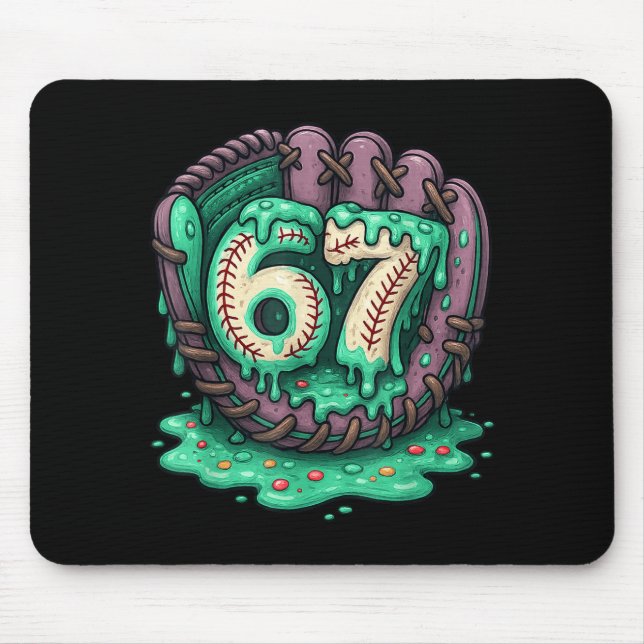 67 Ice Cream Drip Funny Six Seven Baseball  Mouse Pad (Front)