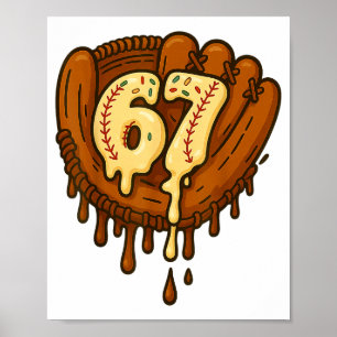 67 Ice Cream Drip Funny Six Seven Baseball Poster