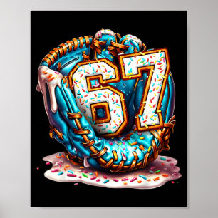 67 Ice Cream Drip Funny Six Seven Baseball Poster