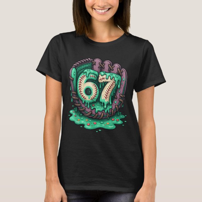 67 Ice Cream Drip Funny Six Seven Baseball  T-Shirt (Front)