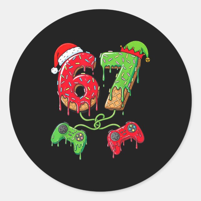 67 Ice Cream Drip Gamer Six Seven Meme Christmas K Classic Round Sticker (Front)