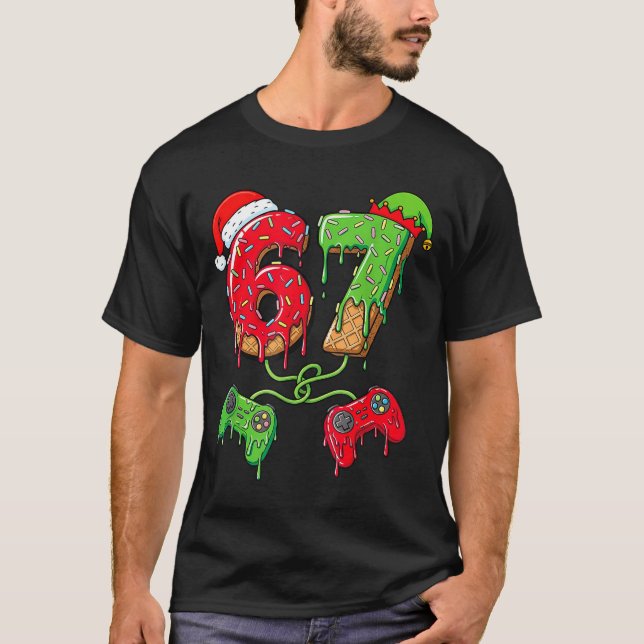 67 Ice Cream Drip Gamer Six Seven Meme Christmas K T-Shirt (Front)