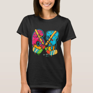 67 Ice Cream Drip Hockey Christmas Light  T-Shirt
