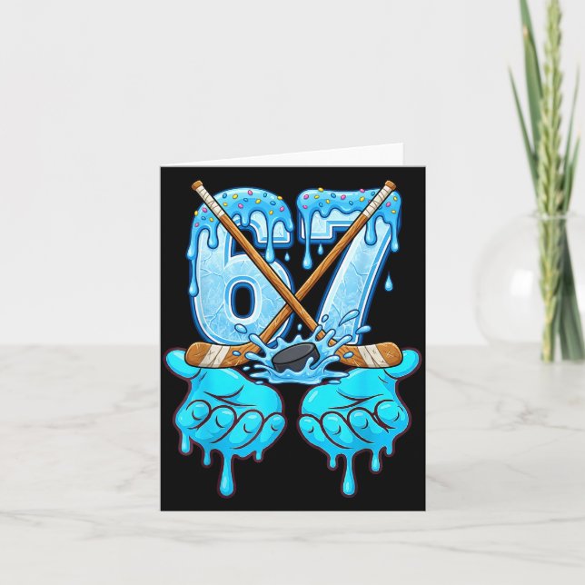 67 Ice Cream Drip Hockey Gen Alpha Slang Six Seven Card (Front)