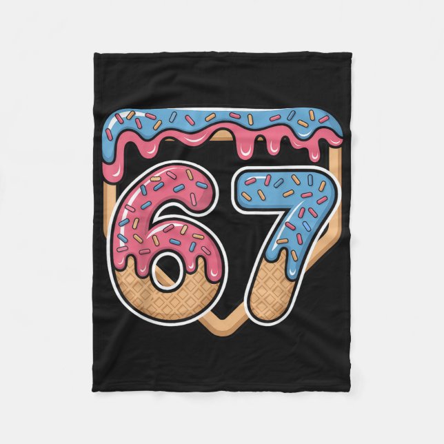 67 Ice Cream Drip Meme Baseball  Fleece Blanket (Front)