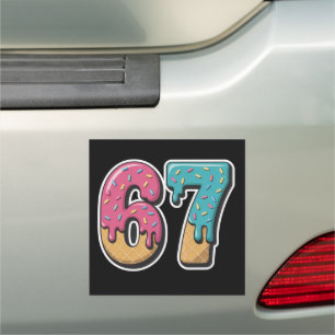 67 Ice Cream Drip Meme Funny Six Seven Gen Alpha Car Magnet