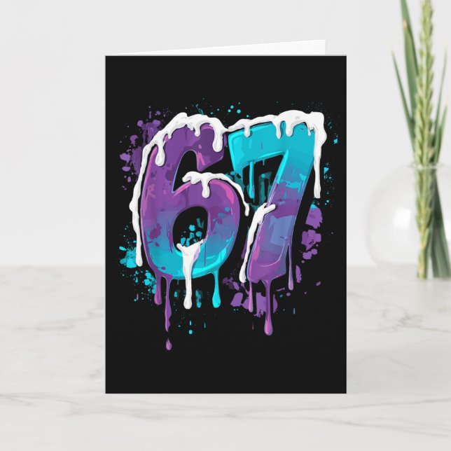 67 Ice Cream Drip Meme Funny Six Seven Gen Alpha S Card (Front)