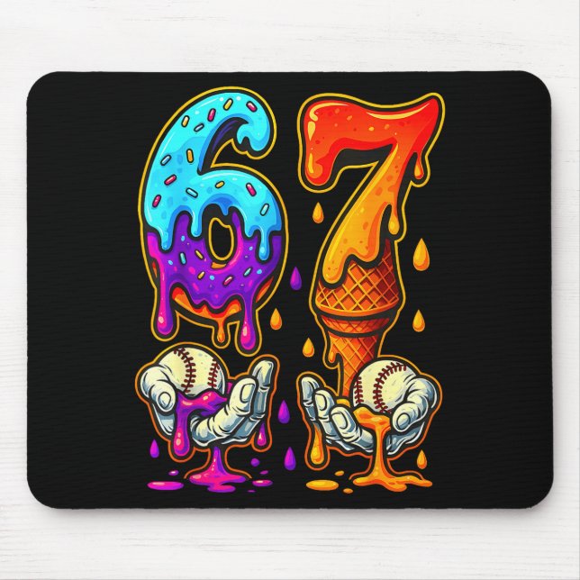 67 Ice Cream Drip Meme Funny Six Seven Gen Alpha S Mouse Pad (Front)