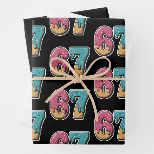 67 Ice Cream Drip Meme Funny Six Seven Gen Alpha Wrapping Paper Sheets