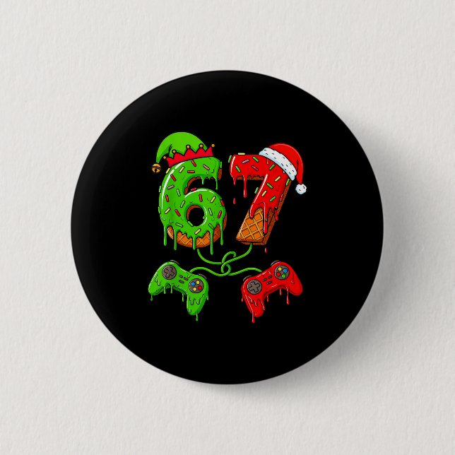 67 Ice Cream Drip Meme Gamer Six Seven Christmas B Button (Front)