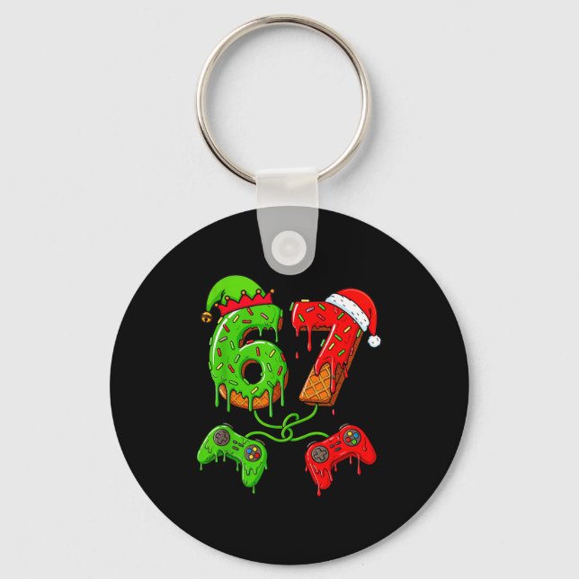 67 Ice Cream Drip Meme Gamer Six Seven Christmas B Keychain (Front)