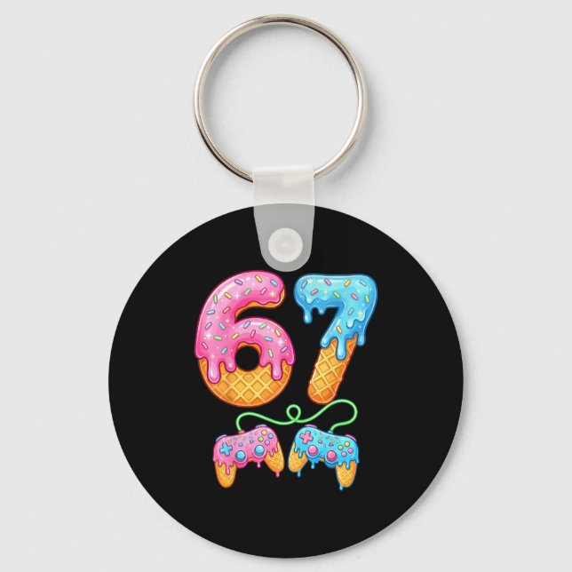 67 Ice Cream Drip Meme Gamer Six Seven Gen Alpha S Keychain (Front)