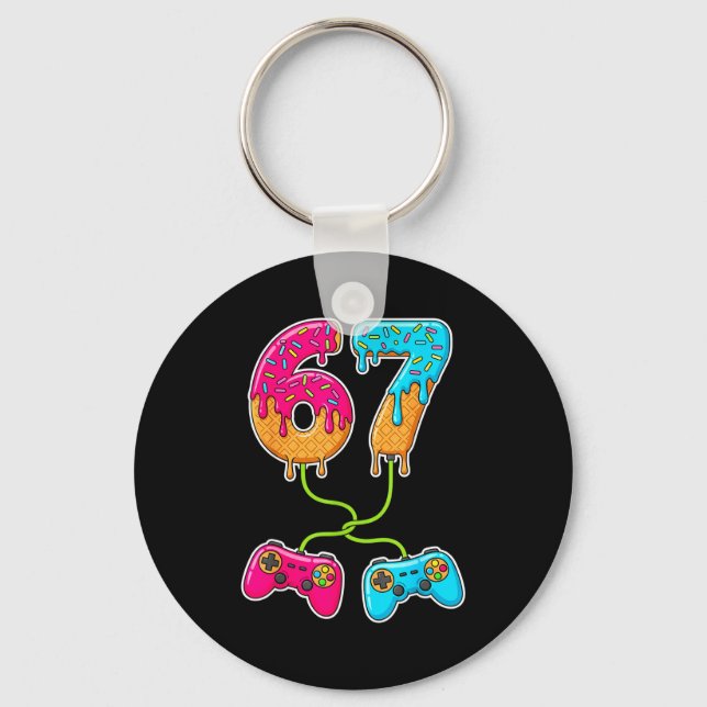 67 Ice Cream Drip Meme Gamer Six Seven Gen Alpha S Keychain (Front)
