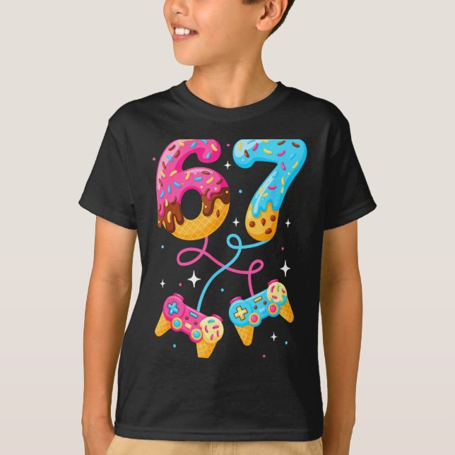 67 Ice Cream Drip Meme Gamer Six Seven Gen Alpha S T-Shirt (Front)