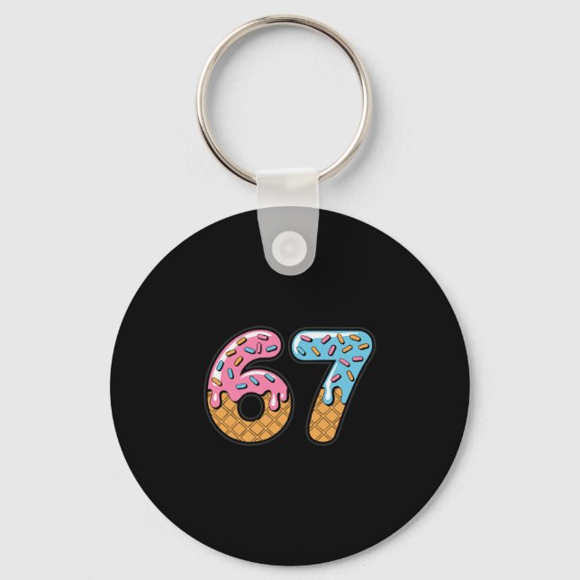 67 Ice Cream Drip Meme Six Seven Gen Alpha Slang 2 Keychain (Front)