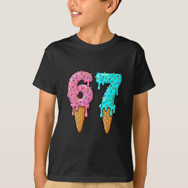 67 Ice Cream Drip Meme Six Seven Gen Alpha Slang  T-Shirt (Front)