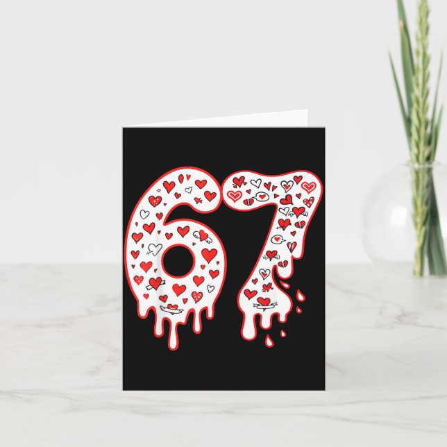 67 Ice Cream Drip Meme Six Seven Gen Alpha Valenti Card (Front)