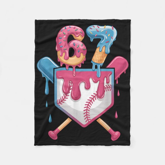 67 Ice Cream Drip Meme Six Seven Pride 6 7 Ice Cre Fleece Blanket (Front)
