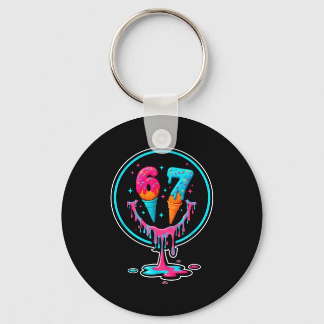 67 Ice Cream Drip Number 67 Player 67th Birthday  Keychain (Front)