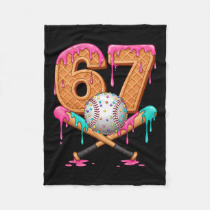 67 Ice Cream Drip Sell Number 67 Player 67th Birth Fleece Blanket