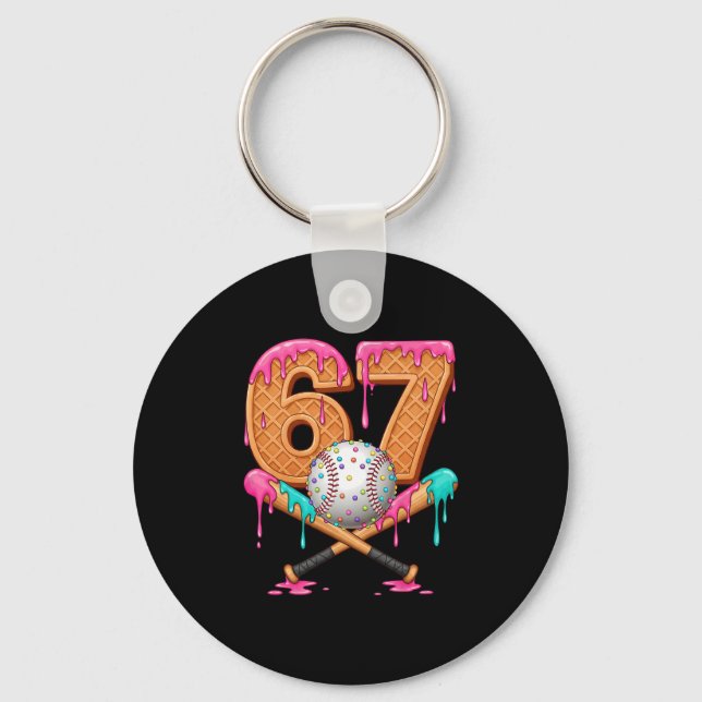 67 Ice Cream Drip Sell Number 67 Player 67th Birth Keychain (Front)