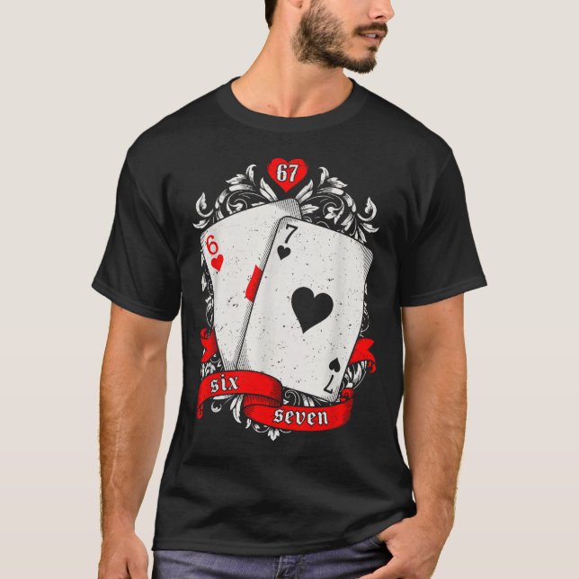 67 Ker Meme Card Art Lucky Hand Retro Aesthetic De T-Shirt (Front)