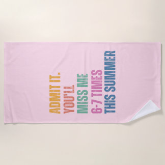 67 Last Day of School Soft Pink Aesthetic Custom Beach Towel