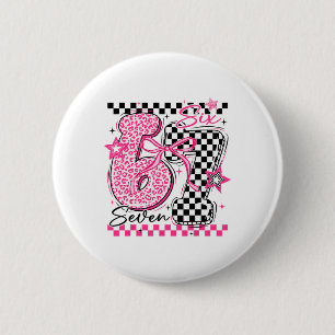 67 Leopard Checkered Funny Six Seven Meme 6-7 Teac Button