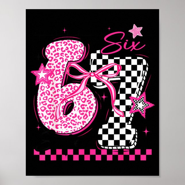 67 Leopard Checkered Funny Six Seven Meme 6-7 Teac Poster (Front)
