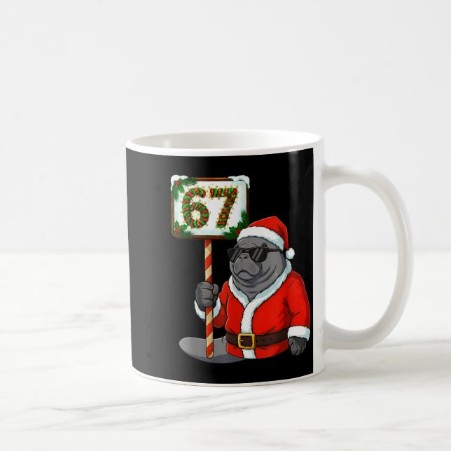 67 Manatee Christmas Six Seven Meme Brainrot Manat Coffee Mug (Right)
