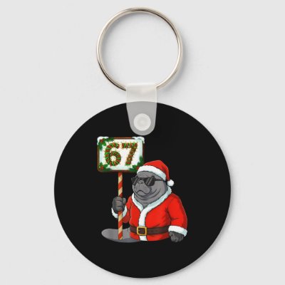67 Manatee Christmas Six Seven Meme Brainrot Manat Keychain
